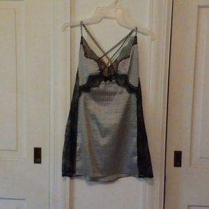 Victoria's Secret houndstooth satin and lace teddy